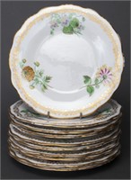 Vintage Floral Gilt Porcelain Salad Plates, 10 PCS