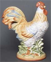 Hand Painted Polychrome Ceramic Model of a Rooster