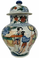 Wucai Style Porcelain Ginger Jar