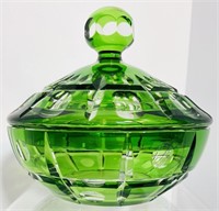 Green Block Glass Candy Dish