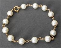 12K Yellow Gold Filled Cultured Pearl Bracelet