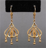Modern Italian 14K Yellow Gold Chandelier Earrings