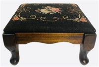 Cross Stitched Wood Foot Stool