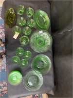 Green Depression Glass 26 pc