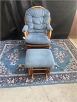 Oak glider rocker with glider footstool