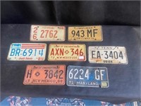 license plates 7pc misc states 60s & 70s