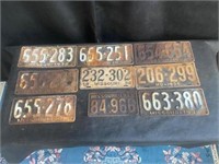license plates 9pc 1930s & 1940s MO