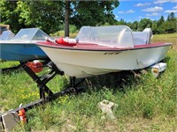 11 ft boat on trailer with 70hp evinrude motor