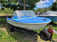 12 ft boat on trailer with 18 hp outboard motor