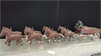 Cast iron wagon & horses