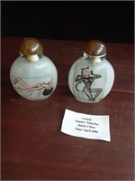 Pair of Glass snuff jars