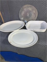 Large corning ware cake tray, Two oval platters