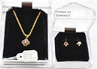 Rhodolite Garnet 14K Gold Filled Necklace Earrings