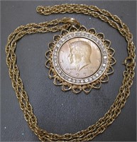 1974 JFK  Commemorative Dollar Necklace w/ Chain
