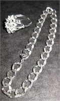 Silver w/ Clear Stones? Ring & Link Bracelet