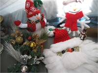 VTG. Macrame Santa Face & Snowman Candle +
