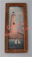 Framed Lighthouse Painting