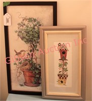 2 Framed Topiary/Bird Prints