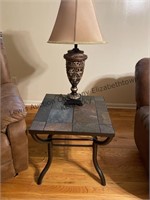 Very nice and heavy tiled end table. Approx 3’h.