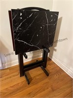 Tv tables. Pair of 2 on stand. Black marble