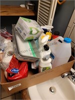 Bath and cleaning box lot.