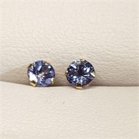 10K YELLOW GOLD TANZANITE  EARRINGS (~SIZE 0)