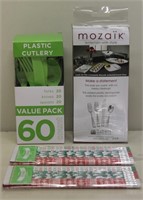 Assortment of Plastic Cutlery and Pencils