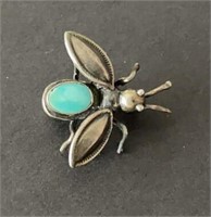 Sterling and Turquoise Bug Pin