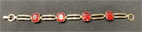 Vintage Gold-Filled Red Stone Bracelet
