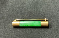 Vintage Gold-Filled Jade Bar Pin