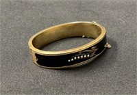 Black Enameled Bracelet with Gold-Tone Trim