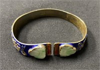 Jade and Enameled Vintage Chinese Bracelet