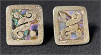 Pair Gerardo Lopez Sterling and Abalone Earrings