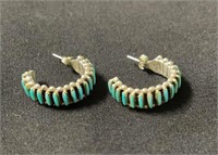 Vintage Zuni Petit Point Sterling Hoop Earrings