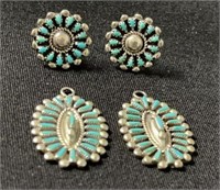Two Pair Vintage Zuni Petit Point Earrings