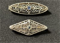 Two 14 KT Filigree Pins, each with small
