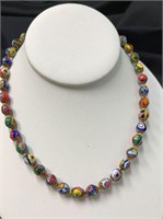 Hand-Painted Millefiori Bead Necklace and Bracelet