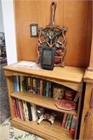 Book Case and assorted Books and Decorations