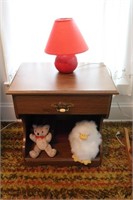 Nightstand, Lamp and Dolls