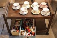 Vintage Cups and Saucers and Boxes of Trinkets