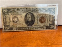 1934-A $20 Hawaii WWII Federal Reserve Note