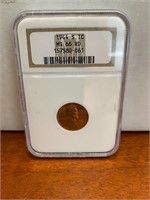 1944 S 1c Lincoln Wheat Penny Graded MS66