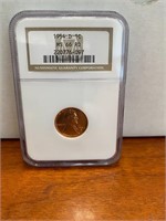 1954 D Lincoln Wheat Penny Graded NGC MS66