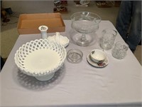 Milk Glass pieces and glassware