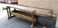 Antique Work Bench; base not old 33"Hx110"Wx34"D