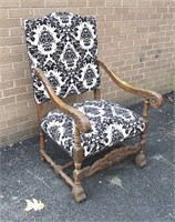 Oak Framed Throne Arm Chair 44"H