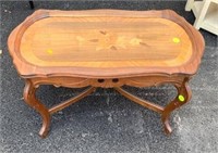 Inlaid Glass Top Coffee Table 17"Hx31"Wx17"D