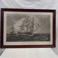 Framed Print USS Consitution; has tear