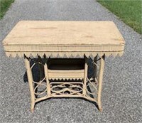 Victorian Wicker Table; paint chips some crackling