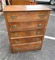 Oak Victorian Chest 5 Drawers